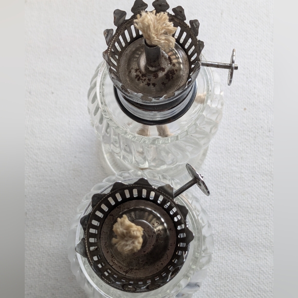 Vintage Lamplight Farm's Crystal Mini Oil Lamps Kerosene Set of Two C-3 - Picture 7 of 10